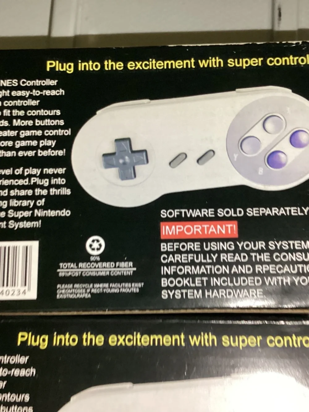 1 2-TECH SUPER NINTENDO SNES CONTROLLER IN BOX Never Used